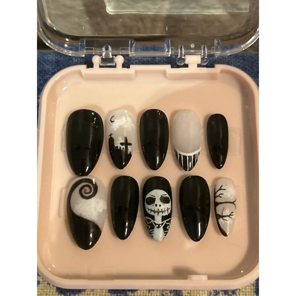 NEW OOAK Handpainted Halloween Gel X Nails - Full Set